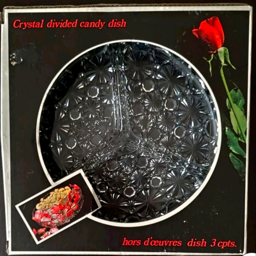 Vintage Crystal Divided Candy Dish